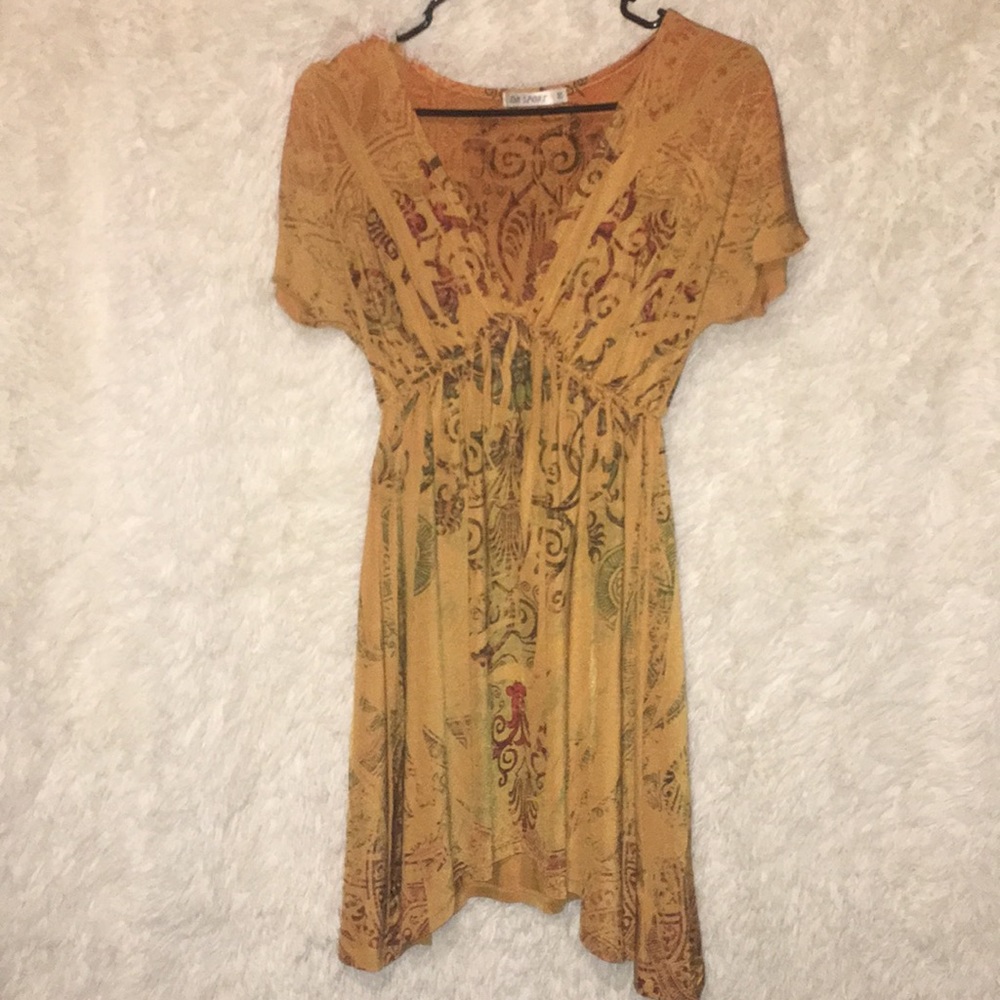💛DB Sport Mustard yellow, V-neck, Silk Tunic!- M